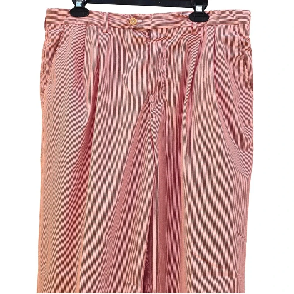 Bullock & Jones Seersucker Pants Mens 36 Red White Pleated‎ Bossi Italy